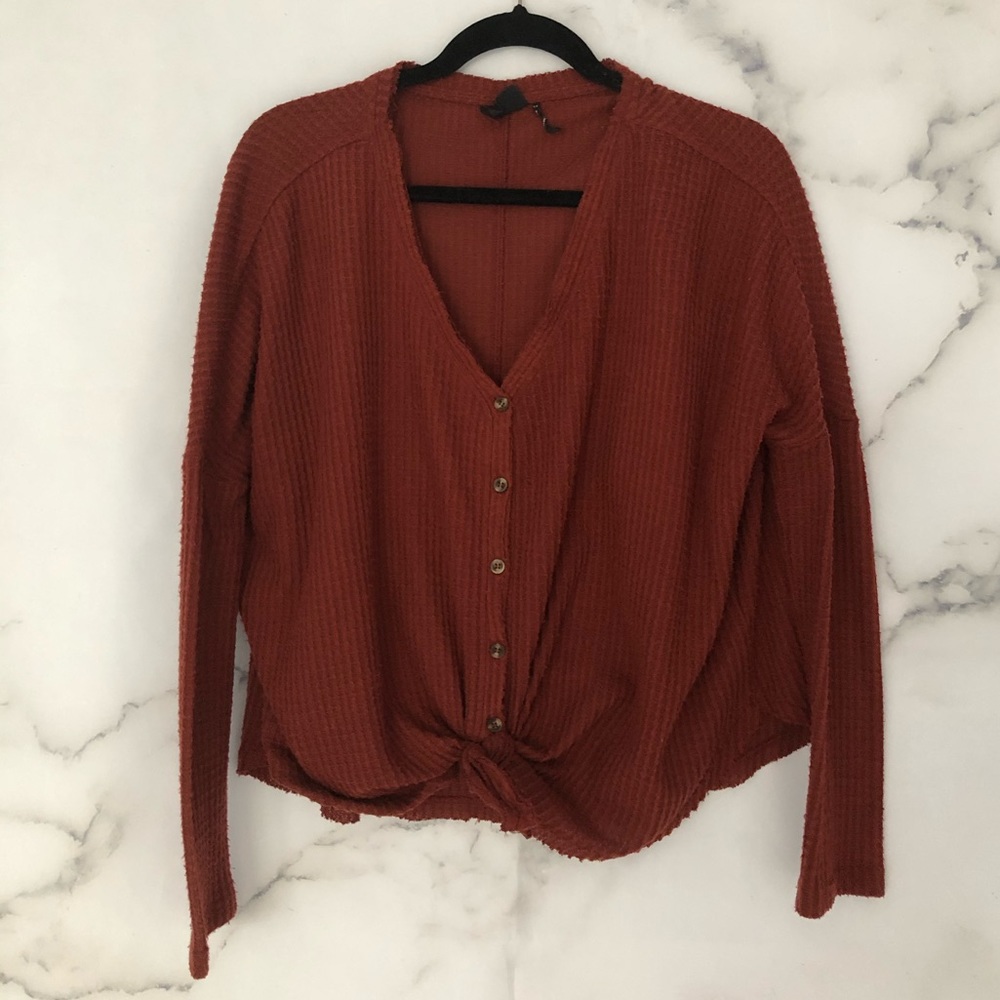 Boho Urban outfitters maroon tie sweater